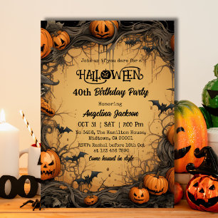 Halloween 40. Geburtstag Kürbis Vintage Gruselig Einladung