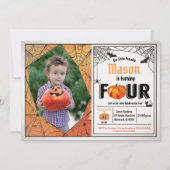 Halloween 4. Geburtstag Party Foto Einladung (Vorderseite)