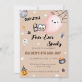 Halloween 4. Geburtstag Vier mal eine unheimlich s Einladung (Vorderseite)