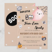 Halloween 4. Geburtstag Vier mal eine unheimlich s Einladung (Vorne/Hinten)