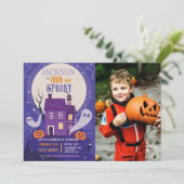 Halloween 4. Ghosts Vier-House-Party-Foto Vier Einladung (Stehend Vorderseite)