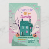 Halloween 4. Party Vier Girl Ghost House Spuk Einladung (Vorne/Hinten)