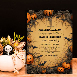 Halloween 50. Geburtstag Kürbis Vintage Grusel Fle Einladung