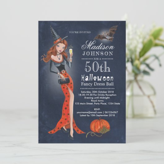 Halloween | 50. Geburtstagspartei | Einladung (Stehend Vorderseite)