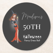 Halloween 50. Geburtstagsparty Runder Pappuntersetzer (Vorderseite)