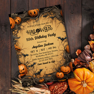 Halloween 55. Geburtstag Kürbis Vintage Gruselig Einladung