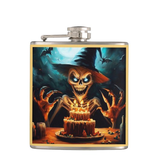 Halloween 6 - Geburtstag Flachmann (Vorderseite)