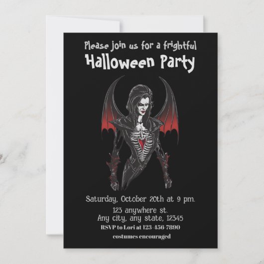 Halloween, 6 Vampire, erschreckend, beängstigend, Einladung (Vorderseite)