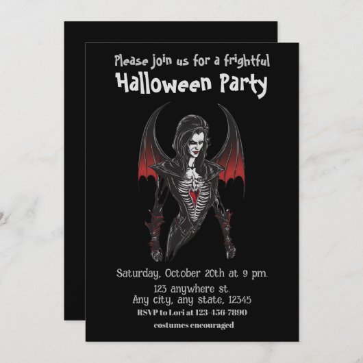 Halloween, 6 Vampire, erschreckend, beängstigend, Einladung (Vorne/Hinten)