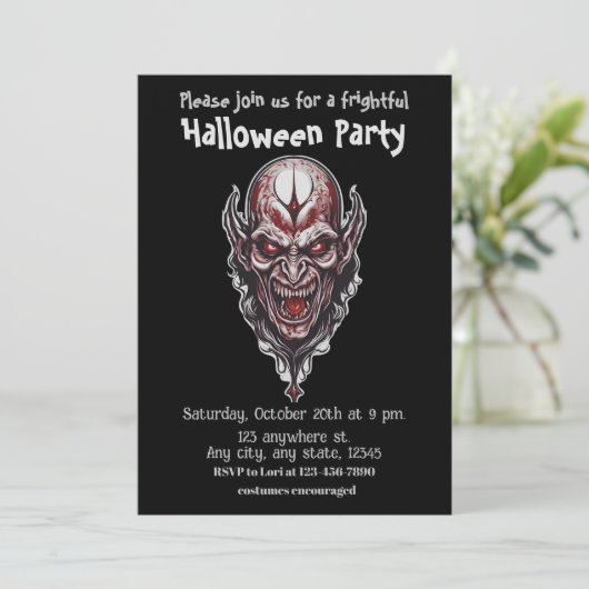 Halloween, 7 Vampire, erschreckend, beängstigend, Einladung (Stehend Vorderseite)