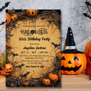 Halloween 85. Geburtstag Kürbis Vintage Gruselig Einladung
