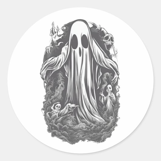 Halloween 8, furchtbar, spukhaft, beängstigend, bö runder aufkleber (Vorderseite)