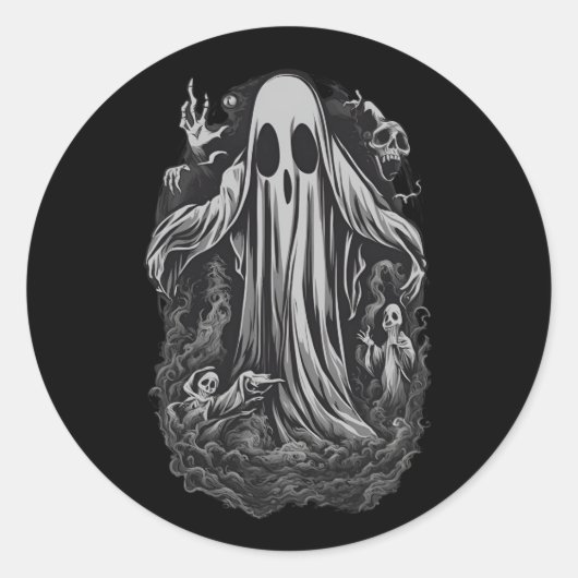 Halloween 8 spirit, furchtbar, spukhaft, beängstig runder aufkleber (Vorderseite)