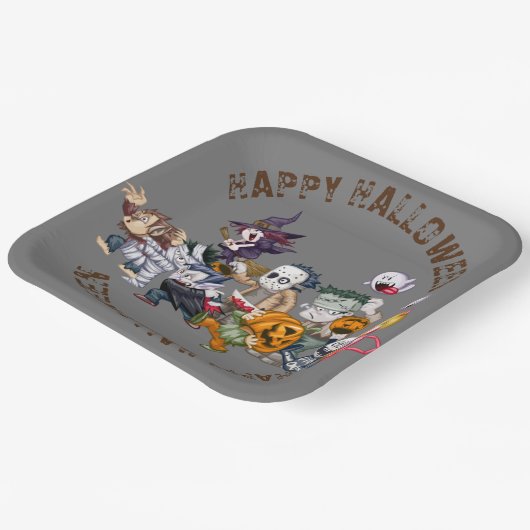 Halloween 9" Square Paper Plate Pappteller (Gewinkelt)