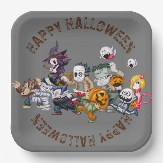 Halloween 9" Square Paper Plate Pappteller (Vorderseite)