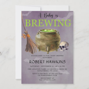 Halloween A Baby Brewing Baby Shower Einladung
