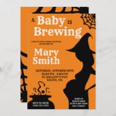 Halloween A Baby Brewing Baby Shower Einladung (Vorne/Hinten)