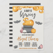 Halloween A Baby Brewing Baby Shower Einladung (Vorne/Hinten)