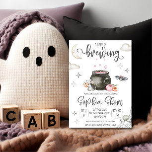 Halloween A Baby Brewing Baby Shower Einladung