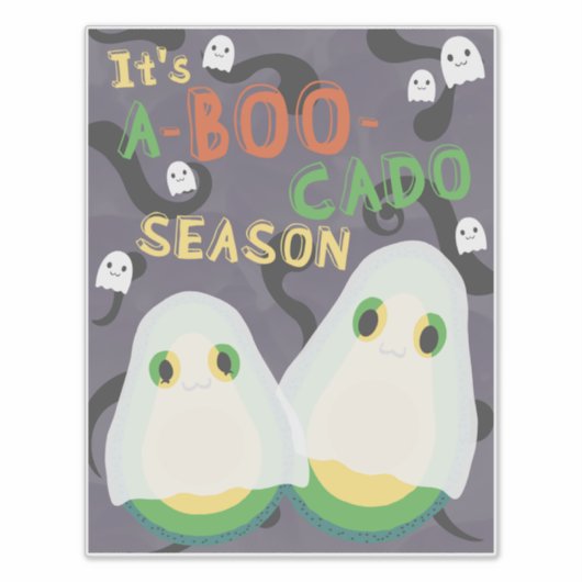 Halloween A-BOO-Cado Spooky Niedlich Avocado Ghost Aufkleber (Vorderseite)