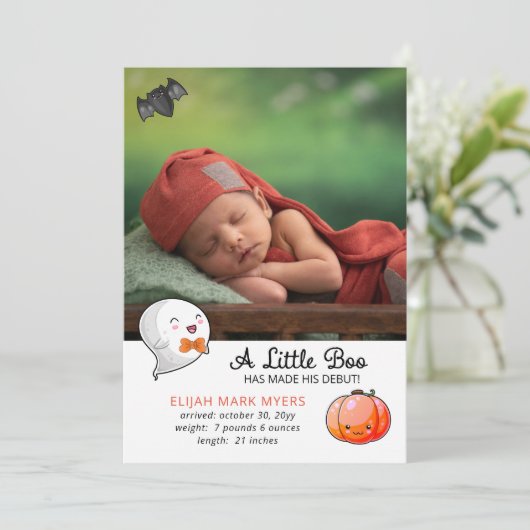 Halloween A Little Boo Ghost - Baby Boy Birth (Stehend Vorderseite)