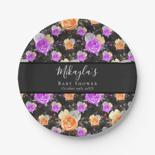 Halloween A Little Boo Vintage Floral Baby Shower Pappteller