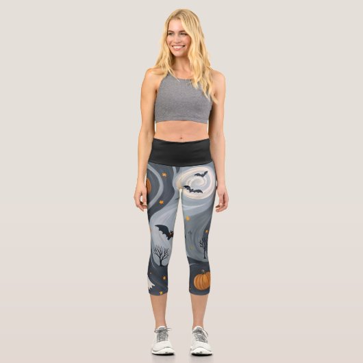 Halloween-Abend Capri Leggings (Vorderseite)
