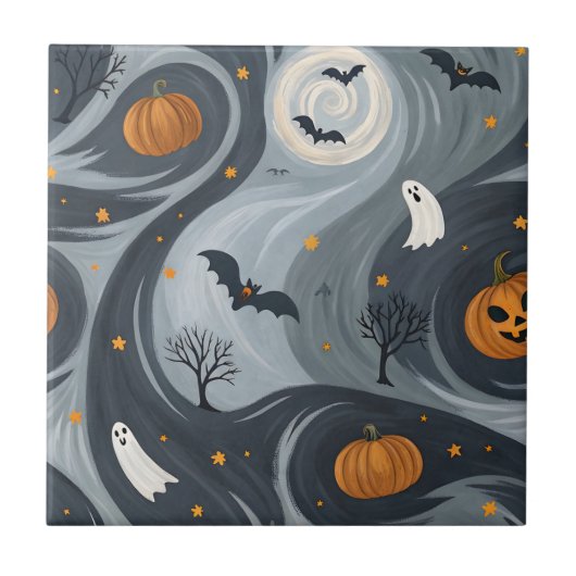 Halloween-Abend Fliese (Vorderseite)