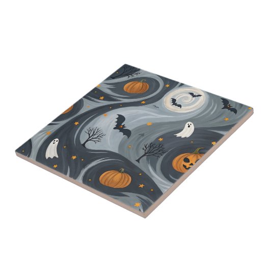 Halloween-Abend Fliese (Seite)