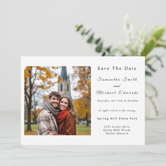 Halloween-Abend Hochzeit das Datum speichern Einladung (Stehend Vorderseite)