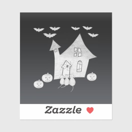 Halloween-Abend mit Spuk Haus, Fledermäusen, Kürbi Aufkleber (Blatt)