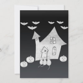 Halloween-Abend mit Spuk Haus, Fledermäusen, Kürbi Einladung