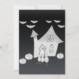 Halloween-Abend mit Spuk Haus, Fledermäusen, Kürbi Einladung
