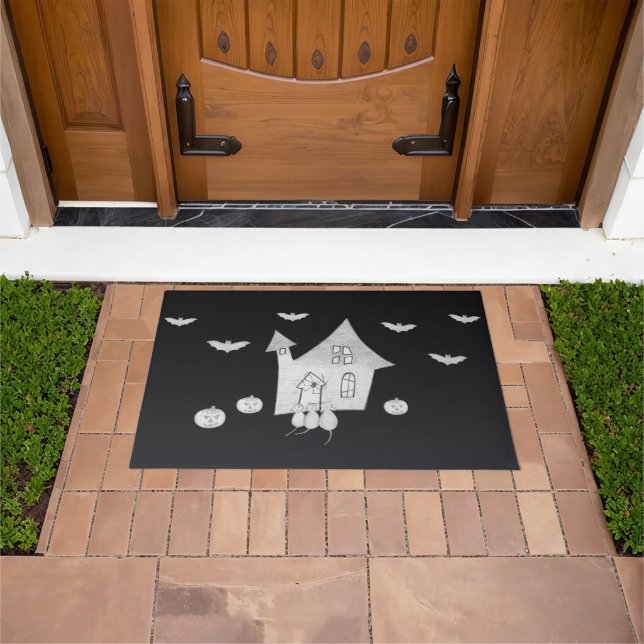 Halloween-Abend mit Spuk Haus, Fledermäusen, Kürbi Fußmatte (Außenbereich)