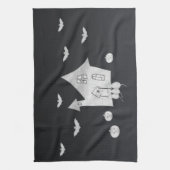 Halloween-Abend mit Spuk Haus, Fledermäusen, Kürbi Geschirrtuch (Vertikal)