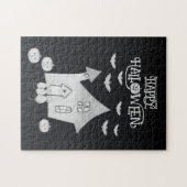 Halloween-Abend mit Spuk Haus, Fledermäusen, Kürbi Puzzle (Horizontal)