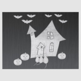 Halloween-Abend mit Spuk Haus, Fledermäusen, Kürbi Seidenpapier