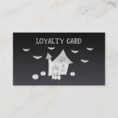 Halloween-Abend mit Spuk Haus, Fledermäusen, Kürbi Treuekarte (Vorderseite)