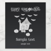Halloween-Abend mit Spuk Haus, Fledermäusen, Kürbi Weinetikett (Einzelnes Label)