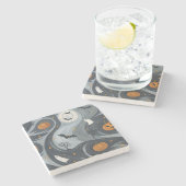 Halloween-Abend Steinuntersetzer (Seitenansicht)