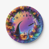 Halloween-Abend verzaubert - Teller aus festem Pap (Vorderseite)