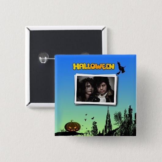 Halloween Abenddämmerung mit Hexenrahmen hinzufüge Button (Vorne & Hinten)