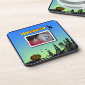 Halloween Abenddämmerung mit Hexenrahmen hinzufüge Getränkeuntersetzer (Linke Seite)