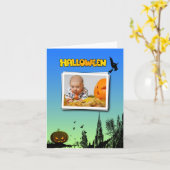 Halloween Abenddämmerung mit Hexenrahmen hinzufüge Karte (Gelbe Blume)