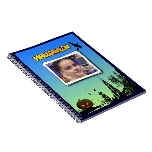 Halloween Abenddämmerung mit Hexenrahmen hinzufüge Notizblock (Rechte Seite)