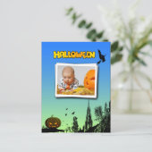 Halloween Abenddämmerung mit Hexenrahmen hinzufüge Postkarte (Stehend Vorderseite)