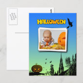 Halloween Abenddämmerung mit Hexenrahmen hinzufüge Postkarte (Vorne/Hinten)