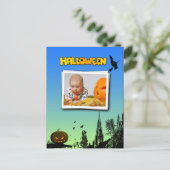 Halloween Abenddämmerung mit Hexenrahmen hinzufüge Postkarte (Stehend Vorderseite)