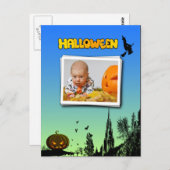 Halloween Abenddämmerung mit Hexenrahmen hinzufüge Postkarte (Vorne/Hinten)