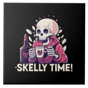 Halloween, aber es ist Skelett-Zeit Fliese